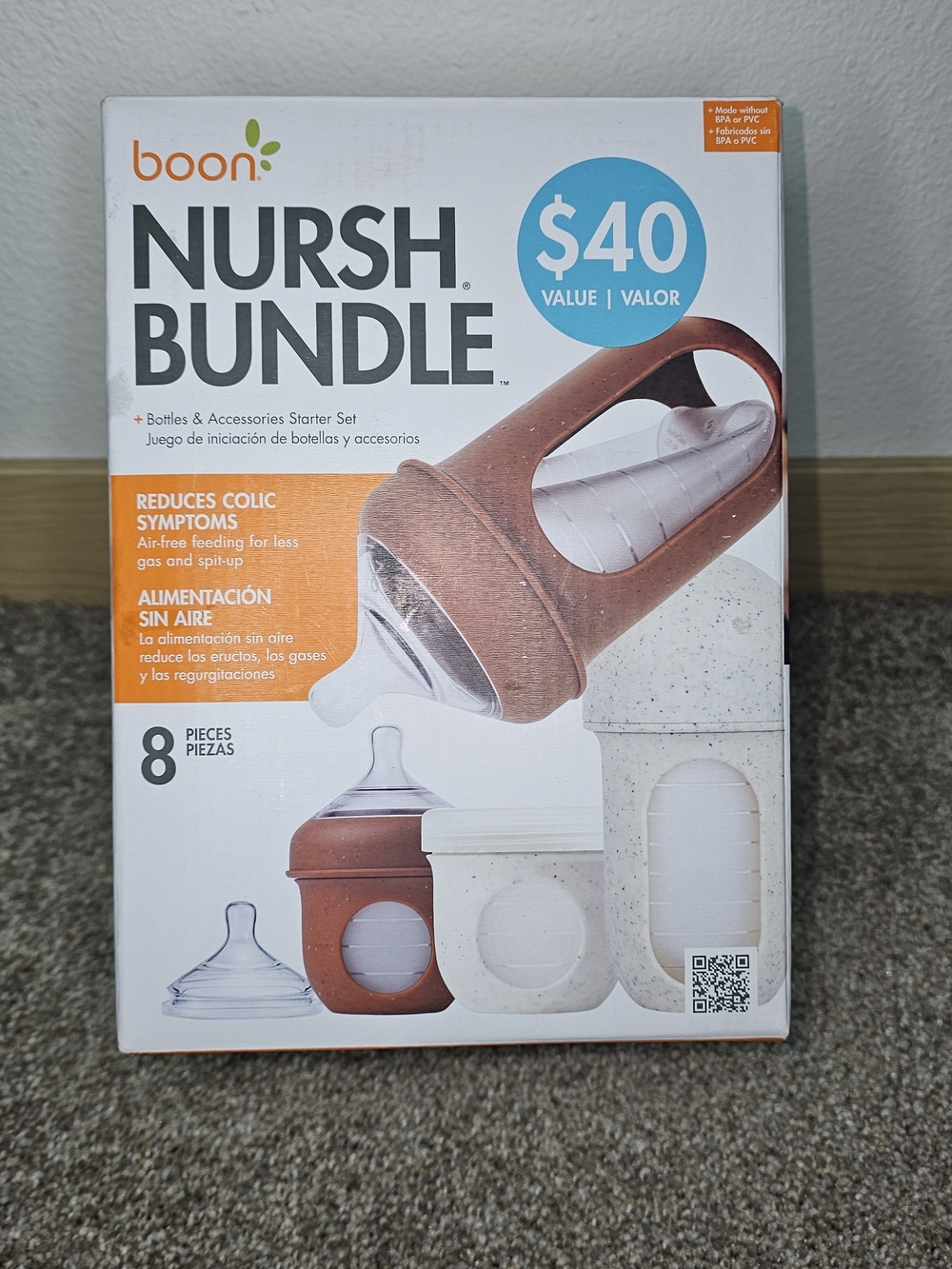 boon NURSH Bundle Baby Bottle Starter Set - Brown & Cream